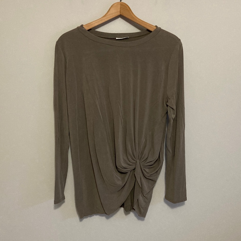 Jodifl Taupe Long Sleeve Top with Knot Detail, women’s size small
